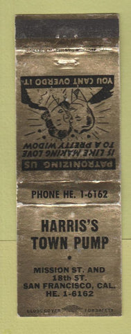 Matchbook Cover - Harris's Town Pump San Francisco CA WORN