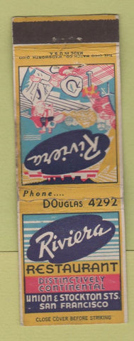 Matchbook Cover - Riviera Restaurant San Francisco CA WORN