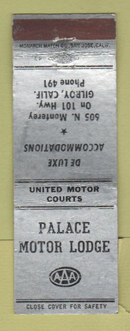 Matchbook Cover - Palace Motor Lodge Gilroy CA WORN