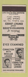 Matchbook Cover - Layne Optical Optician Oakland CA glasses