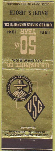 Matchbook Cover - US Graphite Co Saganaw MI Ralph Jiroch