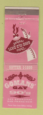 Matchbook Cover - Gomans' Gay 90's San Francisco CA WEAR
