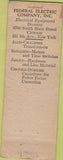 Matchbook Cover - Federal Electric Co Warren Tower Power NY