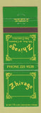 Matchbook Cover - Zhivago San Francisco CA