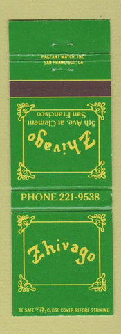 Matchbook Cover - Zhivago San Francisco CA