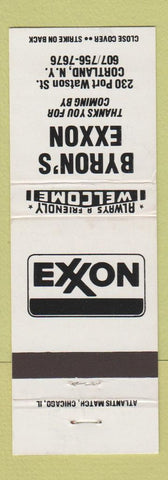 Matchbook Cover - Exxon oil gas Byron's Cortland NY