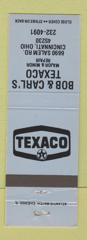 Matchbook Cover - Bob and Carl's Texaco oil gas Cincinnati OH