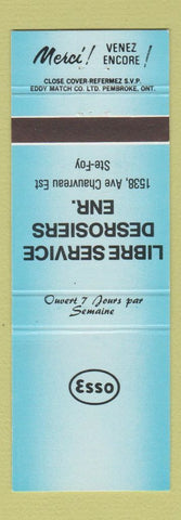 Matchbook Cover - Esso oil gas Libre Service Desrosiers Ste Foy QC