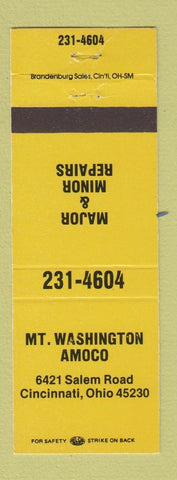 Matchbook Cover - Mount Washington Amoco oil gas Cincinnati OH