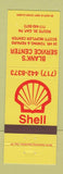 Matchbook Cover - Shell oil gas Blank's Gap PA