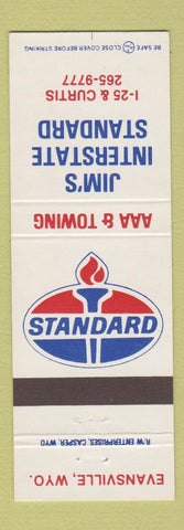 Matchbook Cover - Standard oil gas Jim's Evansville WY