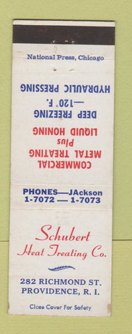 Matchbook Cover - Schubert Heat Treating Providence RI metal