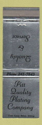Matchbook Cover - Pitt Quality Plating Pittsburgh? PA