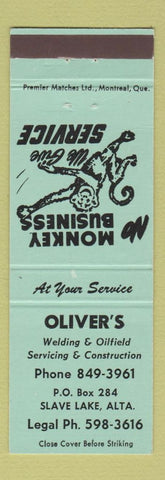 Matchbook Cover - Oliver's Welding Oilfield Servicing Slave Lake AB