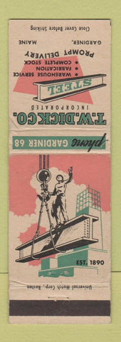 Matchbook Cover - TW Dick Steel Gardiner ME WEAR