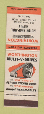 Matchbook Cover - Worthing Multi V Dries Battle Creek MI