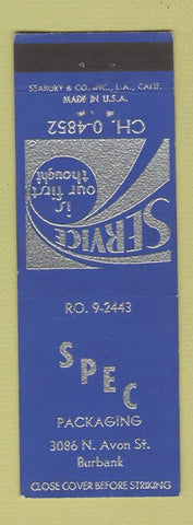 Matchbook Cover - SPEC Packaging Burbank CA