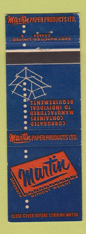 Matchbook Cover - Martin Paper Products Canada Winnipeg Calgary Edmonton
