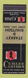 Matchbook Cover - Curlee Men's Clothes Starkey Kutson Story City IA