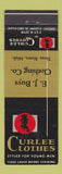 Matchbook Cover - Curlee Men's Clothes EJ Buys Clothing Three Rivers MI
