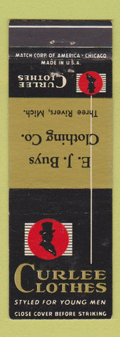 Matchbook Cover - Curlee Men's Clothes EJ Buys Clothing Three Rivers MI