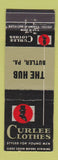 Matchbook Cover - Curlee Men's Clothes The Hub Butler PA