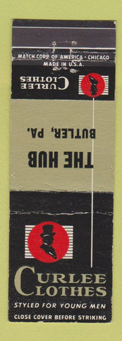 Matchbook Cover - Curlee Men's Clothes The Hub Butler PA
