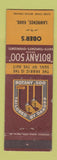 Matchbook Cover - Botany 500 Men's Clothes Ober's Lawrence KS WEAR