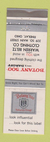 Matchbook Cover - Botany 500 Men's Clothes Warren Beltz Findlay OH WEAR