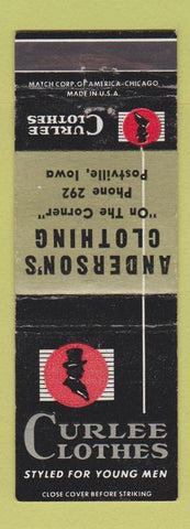 Matchbook Cover - Curlee Men's Clothes Anderson's Postville IA