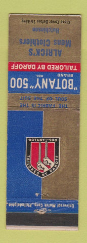 Matchbook Cover - Botany 500 Men's Clothes Alrick's Hutchinson KS?