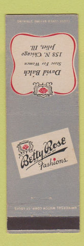 Matchbook Cover - Betty Rose Women's Clothes David Balch Joliet IL