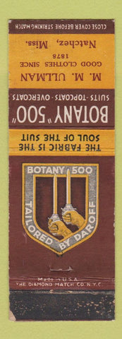 Matchbook Cover - Botany 500 Men's Clothes MM Ullman Natchez MS WORN