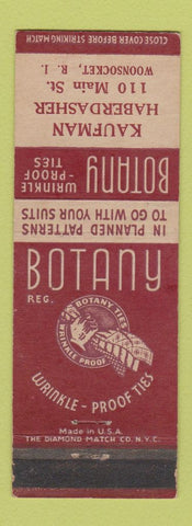 Matchbook Cover - Botany 500 Men's Clothes Kaufman Woonsocket RI