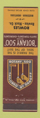 Matchbook Cover - Botany 500 Men's Clothes Rowles Mack Bozeman MT
