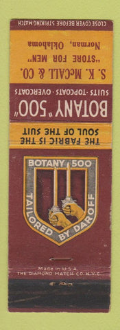 Matchbook Cover - Botany 500 Men's Clothes SK McCall Norman OK