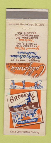 Matchbook Cover - Brownie Cal Craft Men's Clothes boys St Louis MO California MO