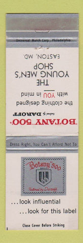 Matchbook Cover - Botany 500 Men's Clothes Young Men's Shop Easton MD