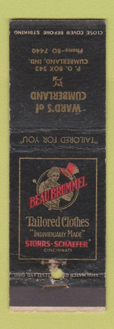 Matchbook Cover - Beau Brummel Men's Clothes Ward's Cumberland IN WEAR