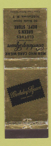 Matchbook Cover - Berkeley Square Men's Clothes Green's Middletown NY WEAR