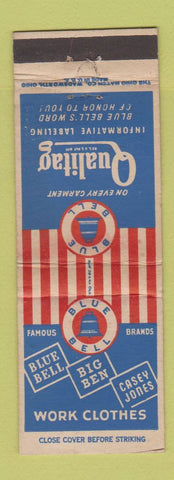 Matchbook Cover - Blue Bell Big Ben Casey Jones Work Clothes WEAR