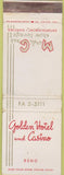 Matchbook Cover - Golden Hotel  and  Casino Reno NV