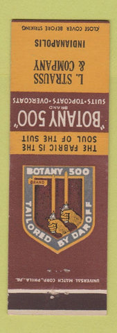 Matchbook Cover - Botany 500 Men's Clothes L Strauss Indianapolis IN