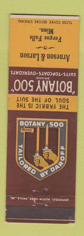 Matchbook Cover - Botany 500 Men's Clothes Arneson Larson Fergus Falls MN