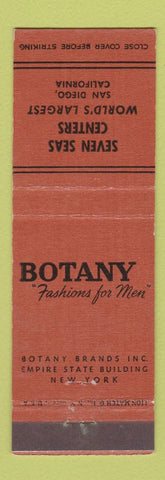 Matchbook Cover - Botany Men's Clothes Seven Seas Centers San Diego CA #1