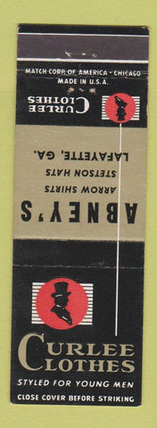 Matchbook Cover - Curlee Men's Clothes Abney's Lafayette GA