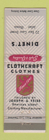 Matchbook Cover - Clothcraft Men's Clothes Dinet's Joliet IL
