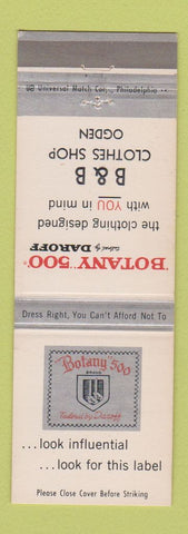 Matchbook Cover - Botany 500 Men's Clothes B&B Ogden UT?