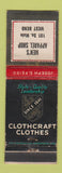 Matchbook Cover - Clothcraft Men's Clothes West Bend WI WEAR