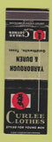 Matchbook Cover - Curlee Men's Clothes Yarborough Duren Goldthwaite TX